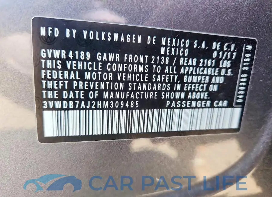 3VWDB7AJ2HM309485# 13