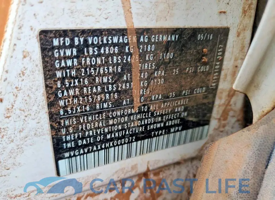 WVGAV7AX4HK000072# 13