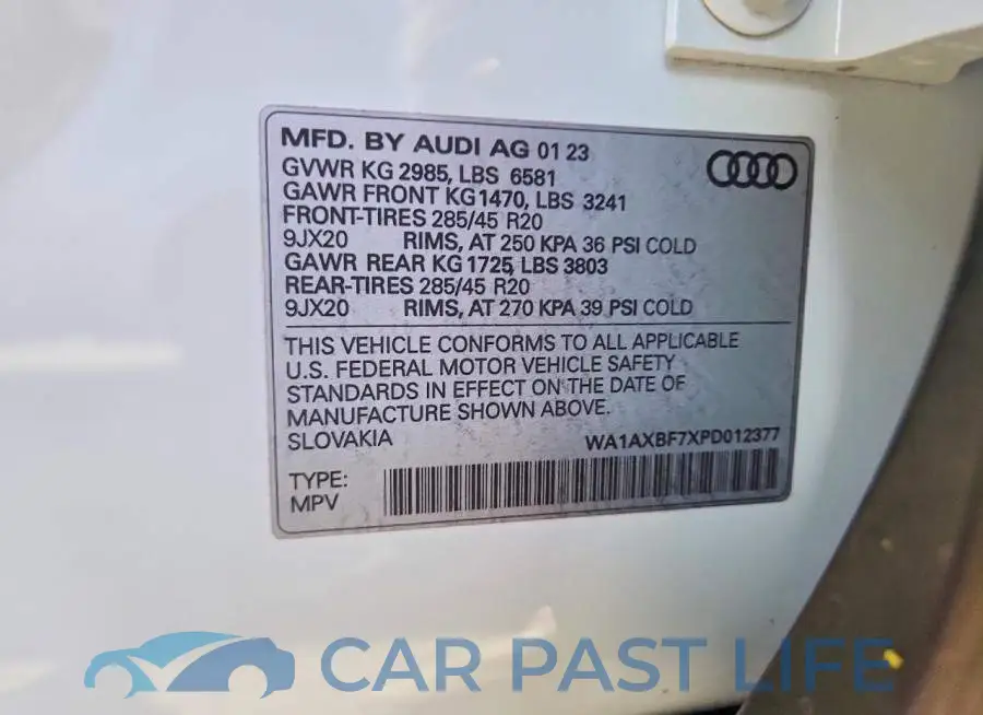 WA1AXBF7XPD012377# 12