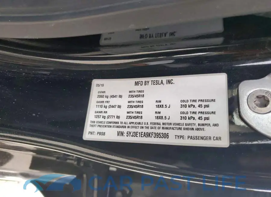 5YJ3E1EA9KF395306# 12