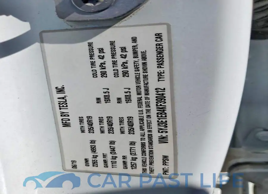 5YJ3E1EB4KF390412# 12