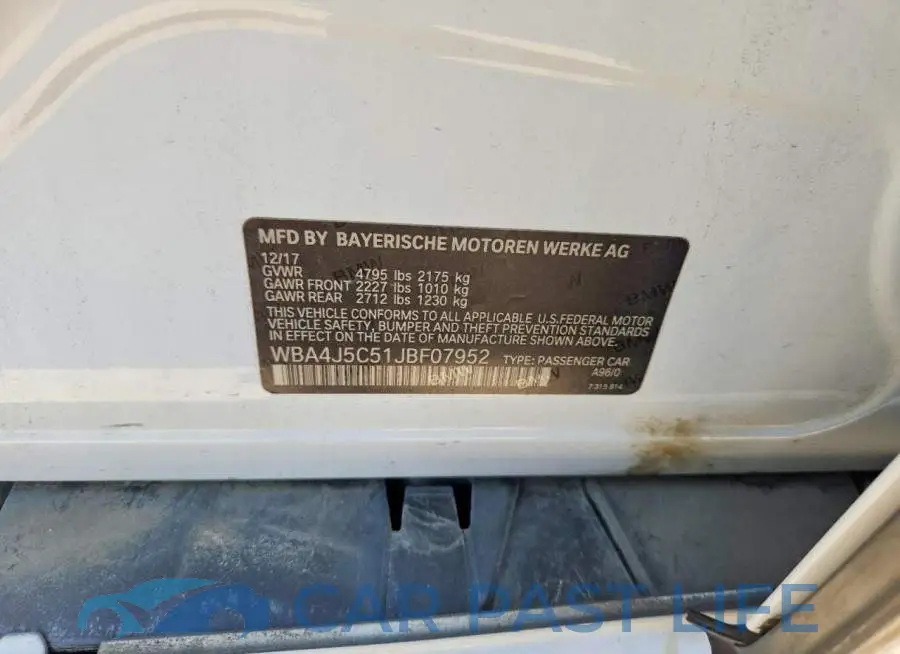WBA4J5C51JBF07952# 13