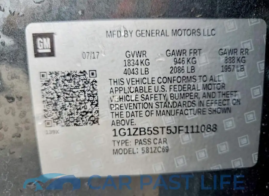 1G1ZB5ST5JF111088# 13