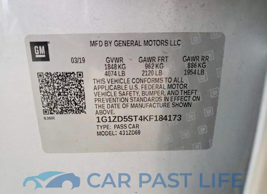 1G1ZD5ST4KF184173# 12