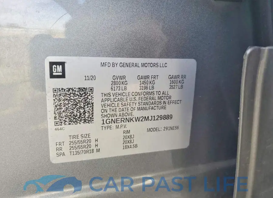 1GNERNKW2MJ129889# 14