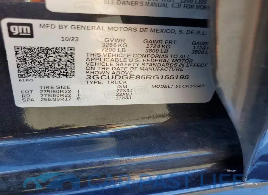 3GCUDGE85RG155195# 12