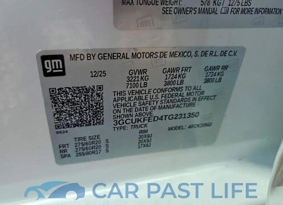 3GCUKFED4TG231350# 12