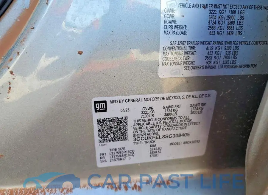 3GCUKFEL8SG308405# 12
