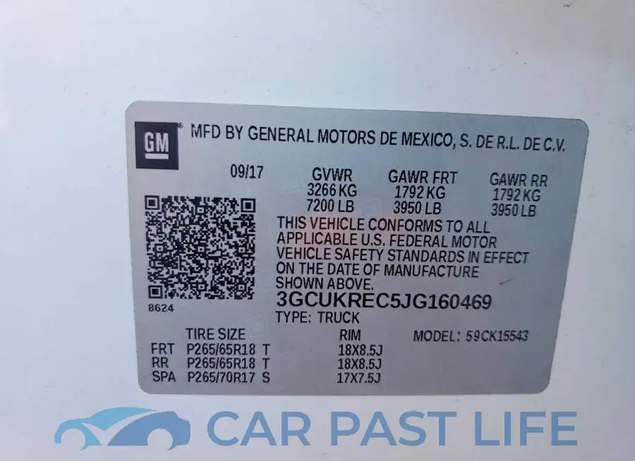 3GCUKREC5JG160469# 12