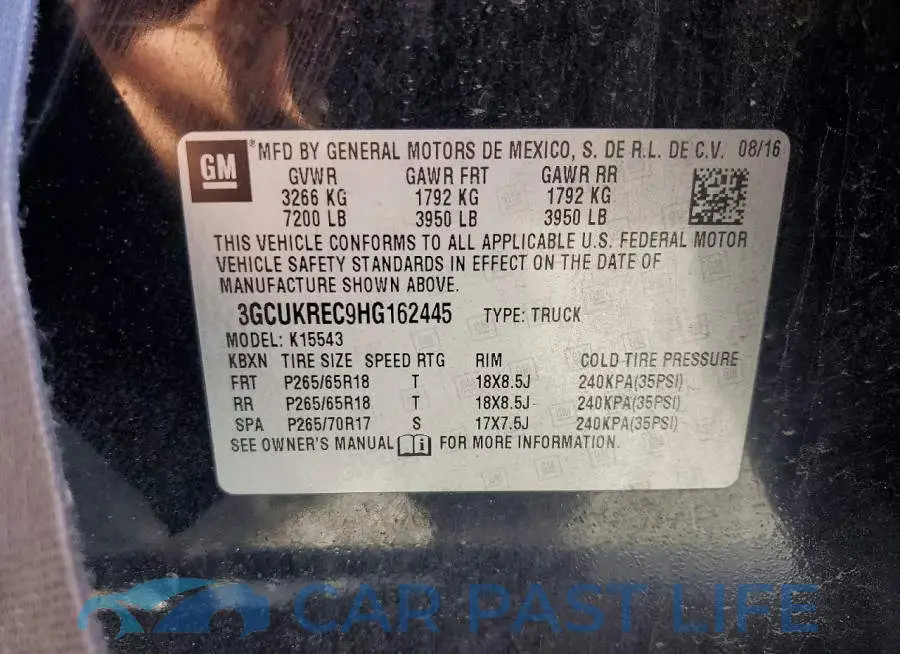 3GCUKREC9HG162445# 12