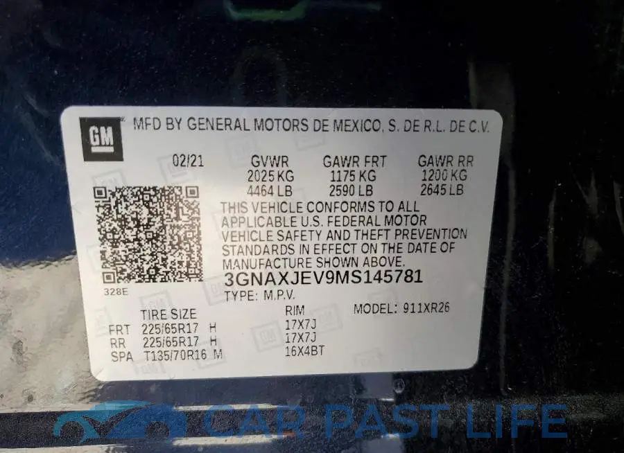 3GNAXJEV9MS145781# 13