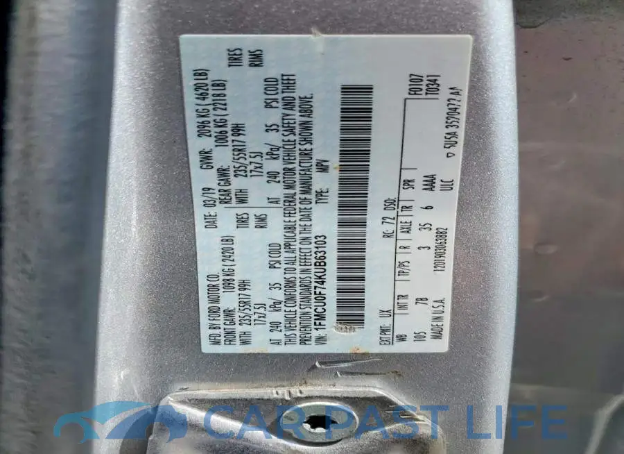 1FMCU0F74KUB63103# 13