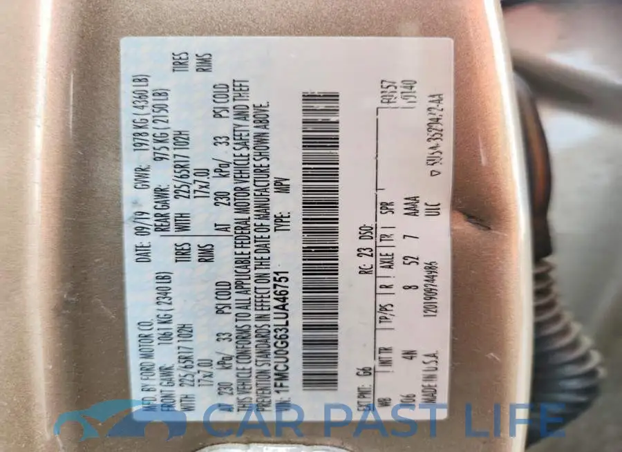1FMCU0G63LUA46751# 12