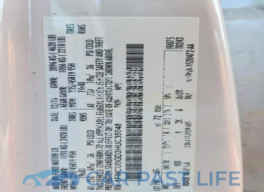 1FMCU0GD3HUC35048# 12