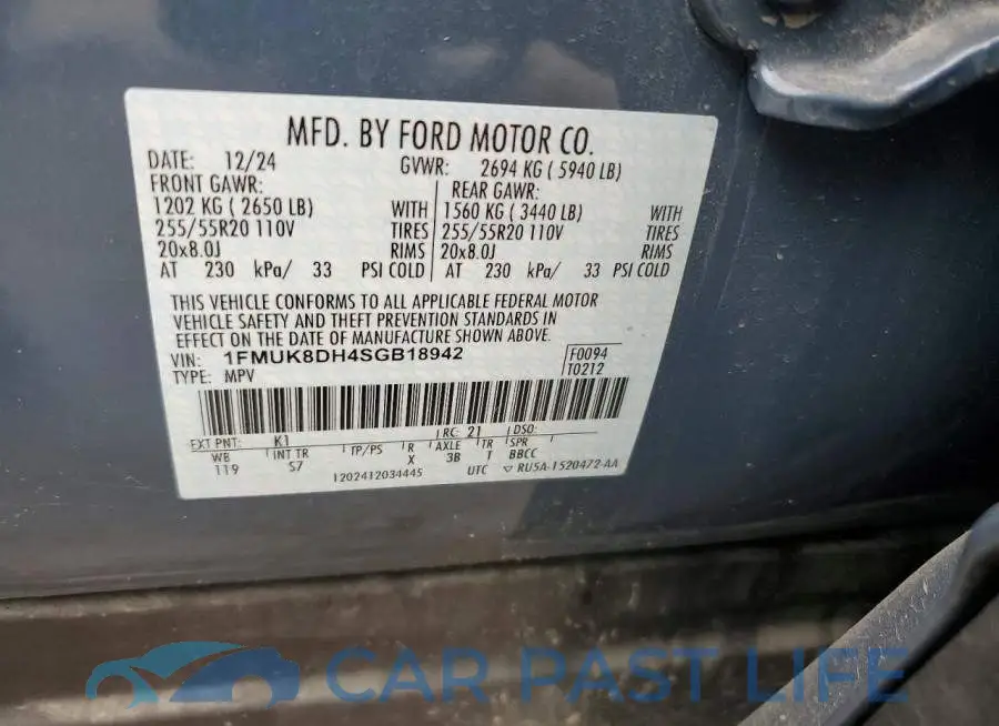 1FMUK8DH4SGB18942# 12