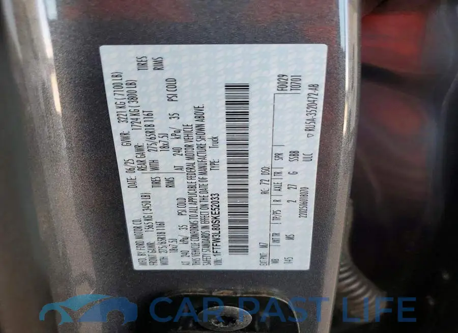 1FTFW3L80SKE52033# 12
