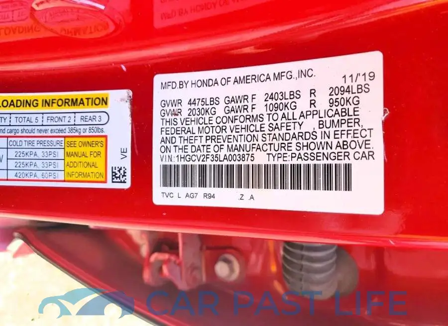 1HGCV2F35LA003875# 12