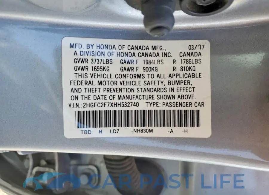 2HGFC2F7XHH532740# 12