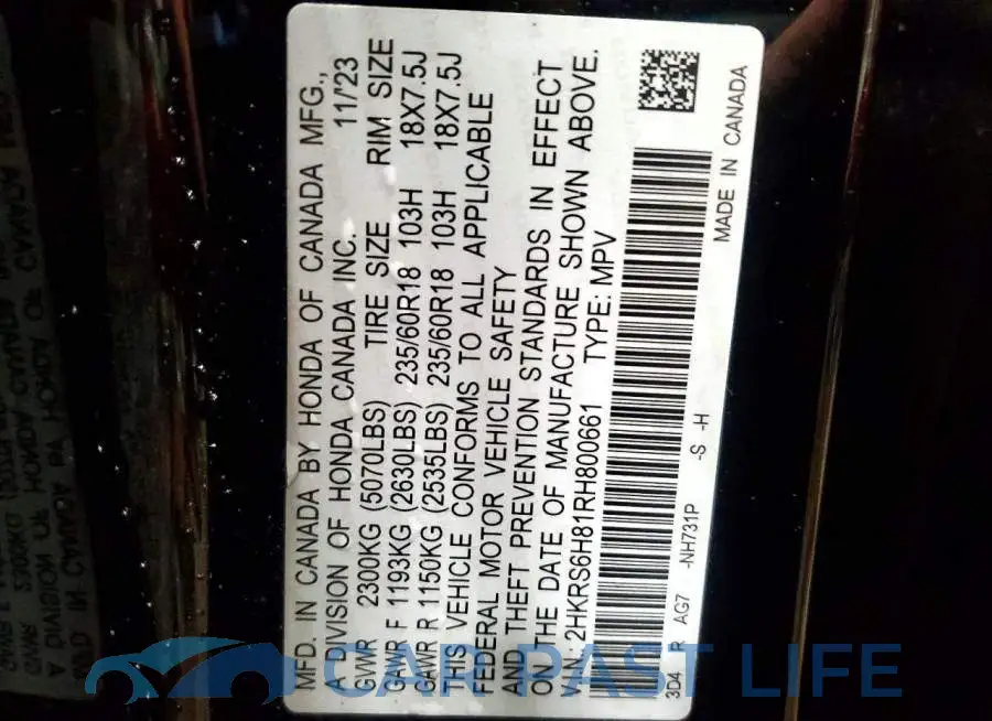 2HKRS6H81RH800661# 14