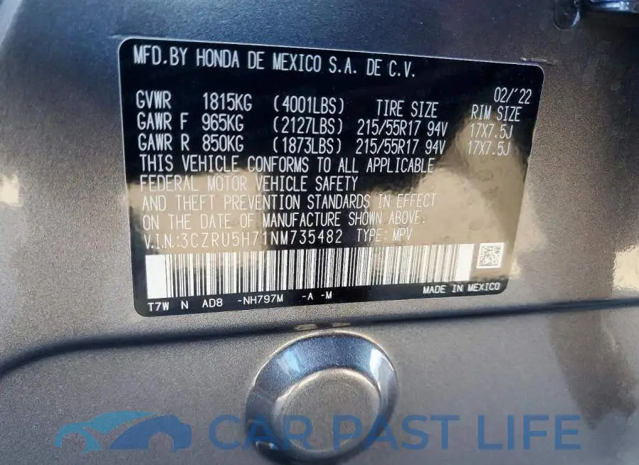 3CZRU5H71NM735482# 13
