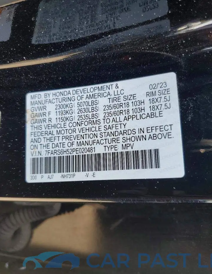 7FARS6H52PE020481# 13