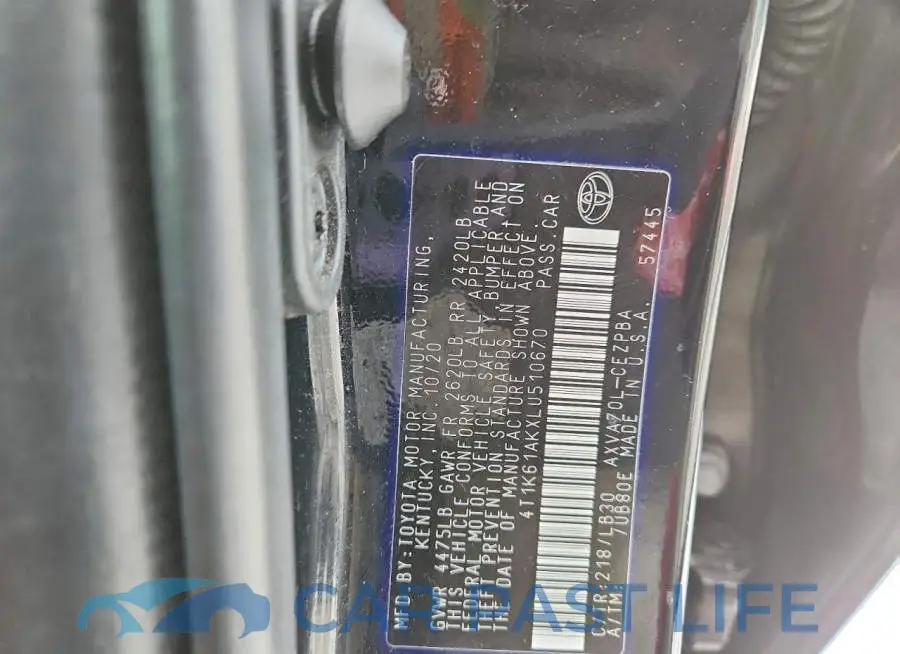 4T1K61AKXLU510670# 12