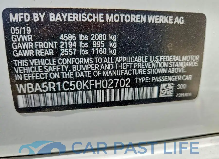 WBA5R1C50KFH02702# 12