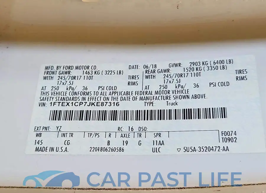 1FTEX1CP7JKE87316# 12