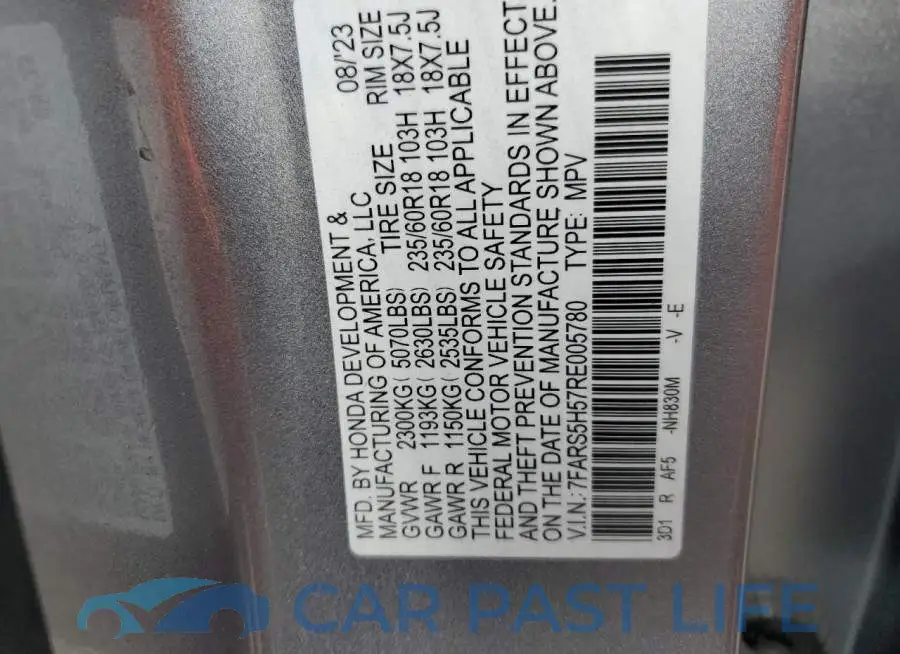 7FARS5H57RE005780# 13