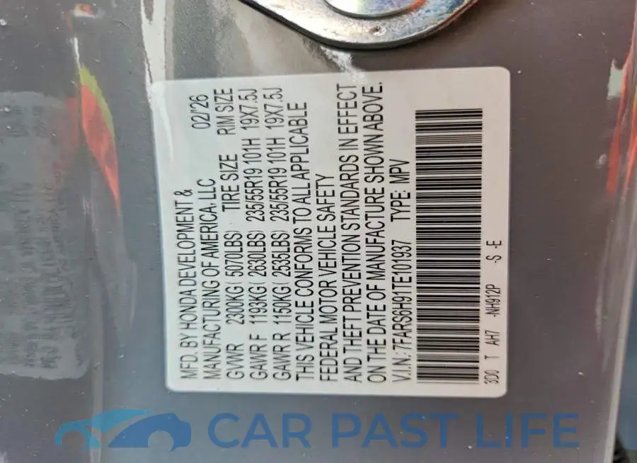 7FARS6H91TE101937# 12