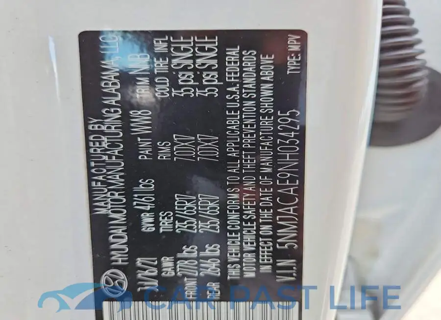 5NMJACAE9NH034295# 14