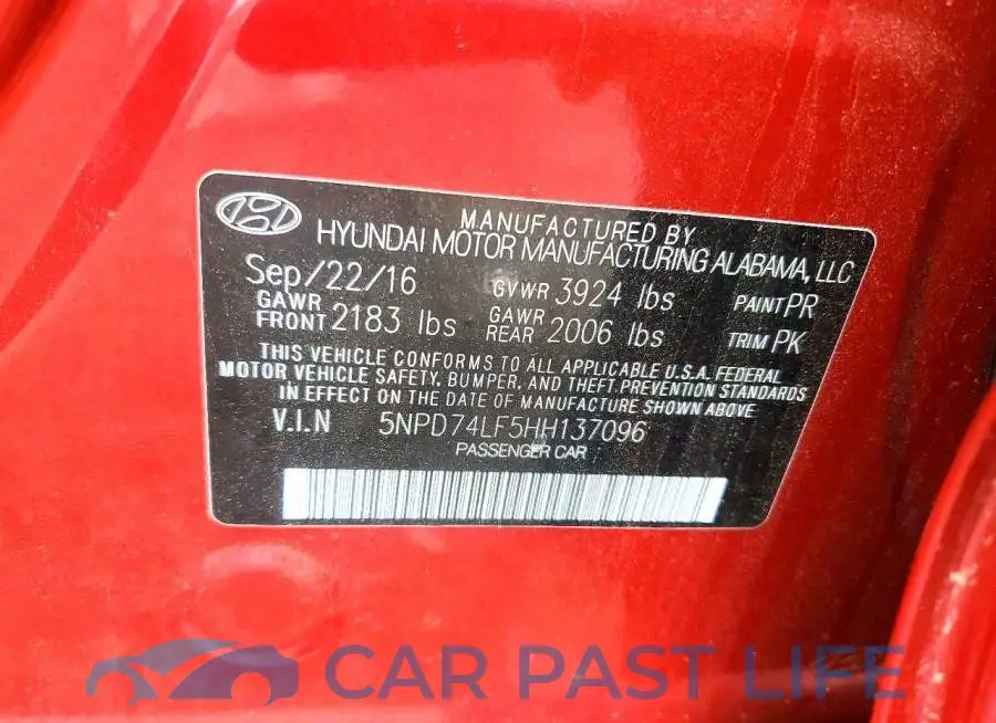 5NPD74LF5HH137096# 12