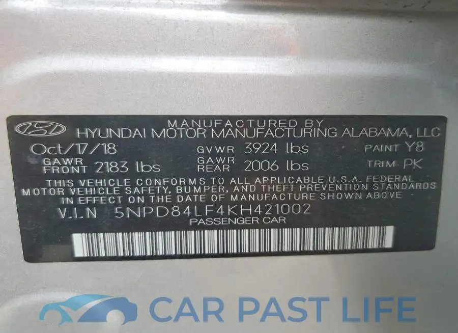 5NPD84LF4KH421002# 12