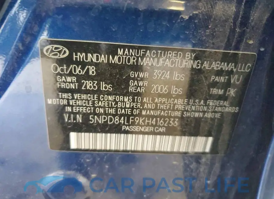 5NPD84LF9KH416233# 12