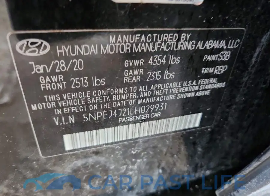 5NPEJ4J21LH029931# 12