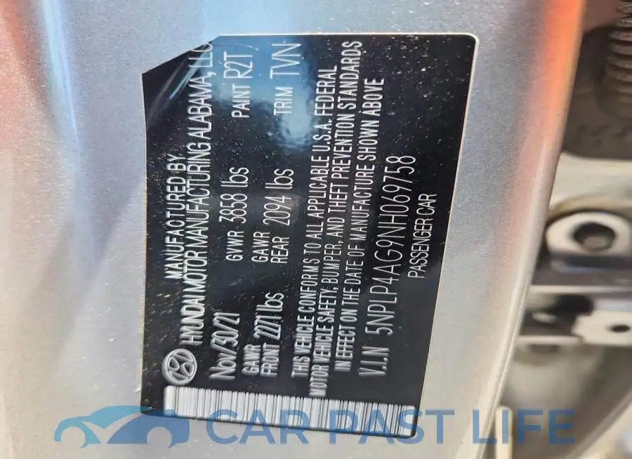 5NPLP4AG9NH069758# 12