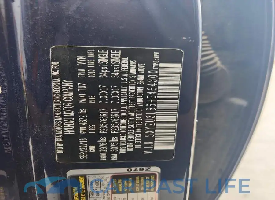 5XYZU3LB6HG464300# 14