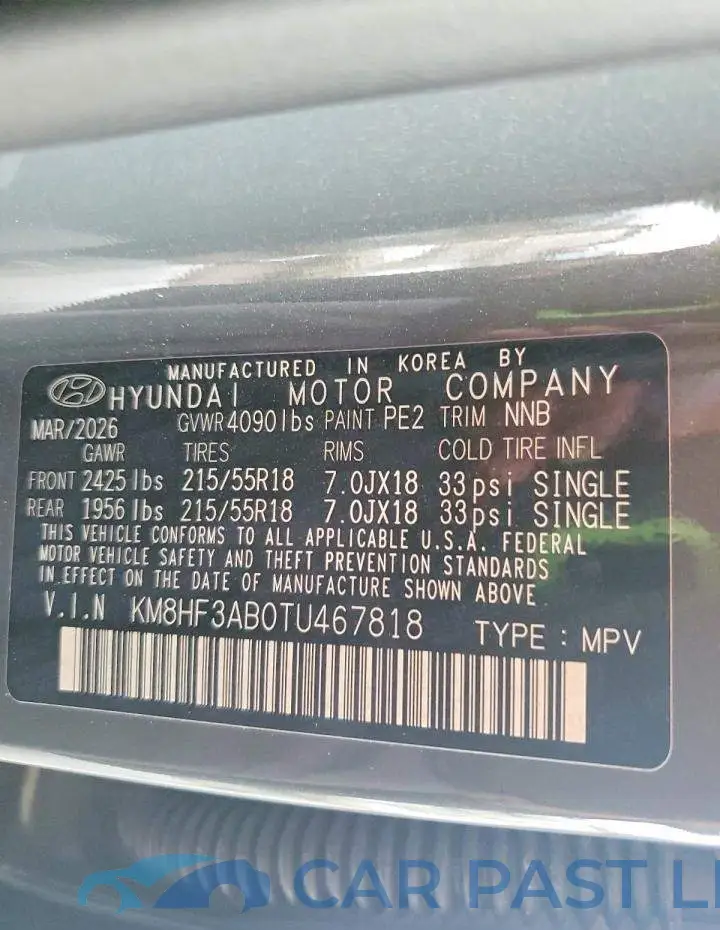 KM8HF3AB0TU467818# 14