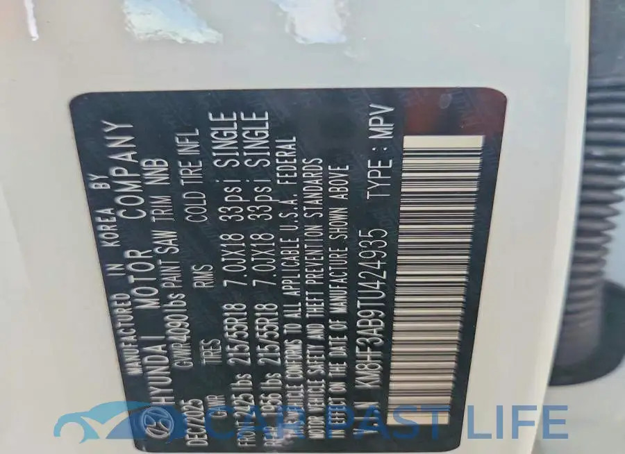 KM8HF3AB9TU424935# 13