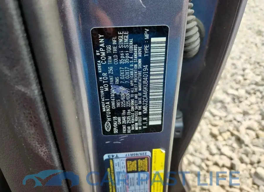 KM8J2CA46KU840194# 13