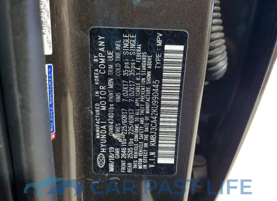 KM8J3CA42KU990445# 13