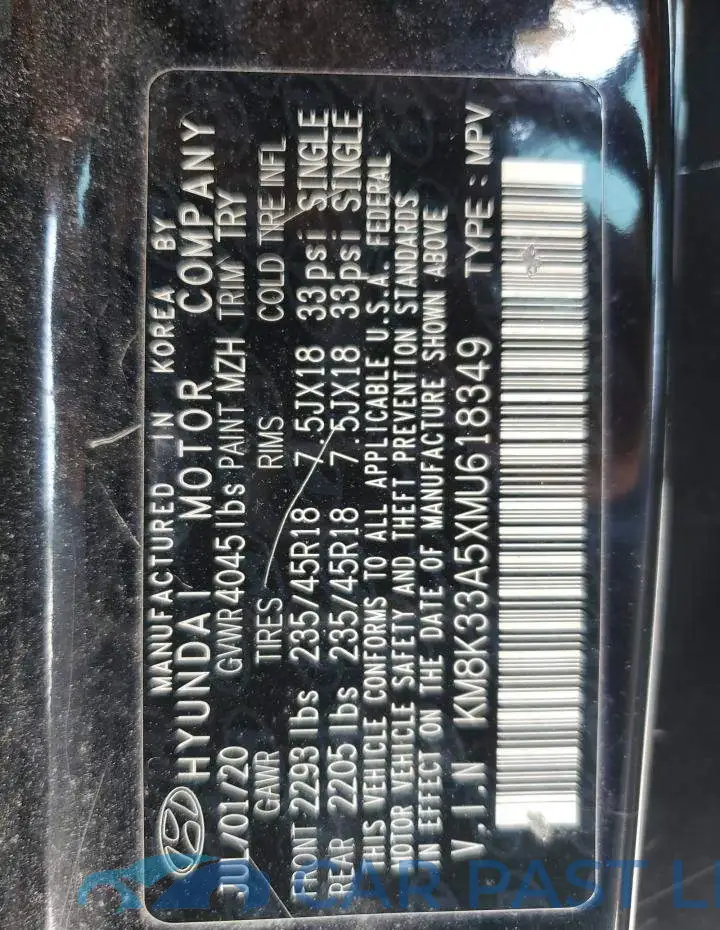 KM8K33A5XMU618349# 13