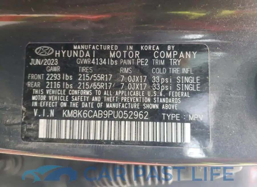 KM8K6CAB9PU052962# 12