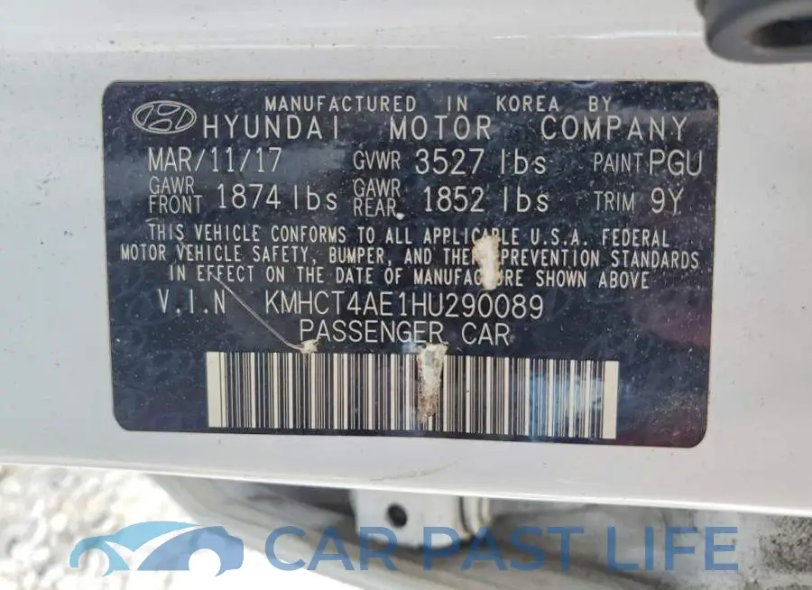 KMHCT4AE1HU290089# 12