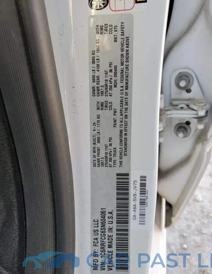 1C6RRFCG6SN604061# 12