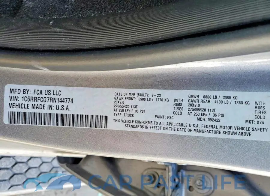 1C6RRFCG7RN144774# 12