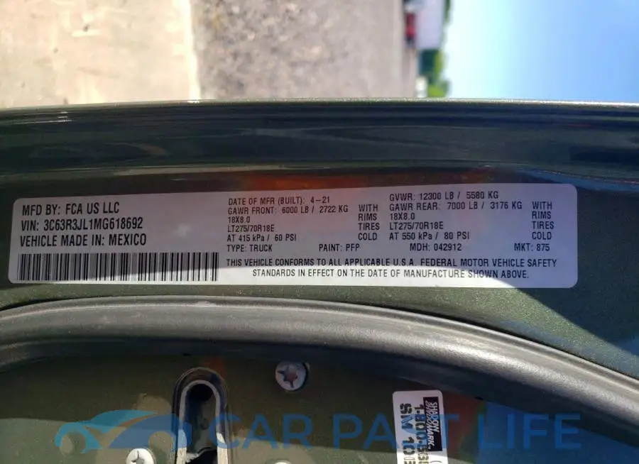 3C63R3JL1MG618692# 12