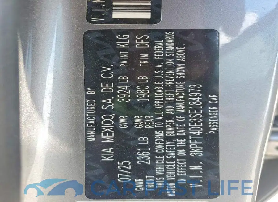 3KPFT4DE3SE184973# 12
