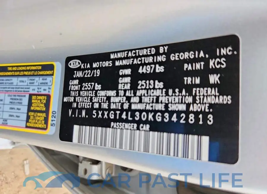 5XXGT4L30KG342813# 12