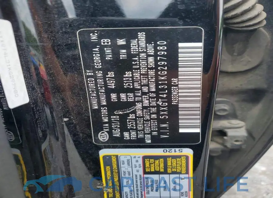 5XXGT4L31KG297980# 12
